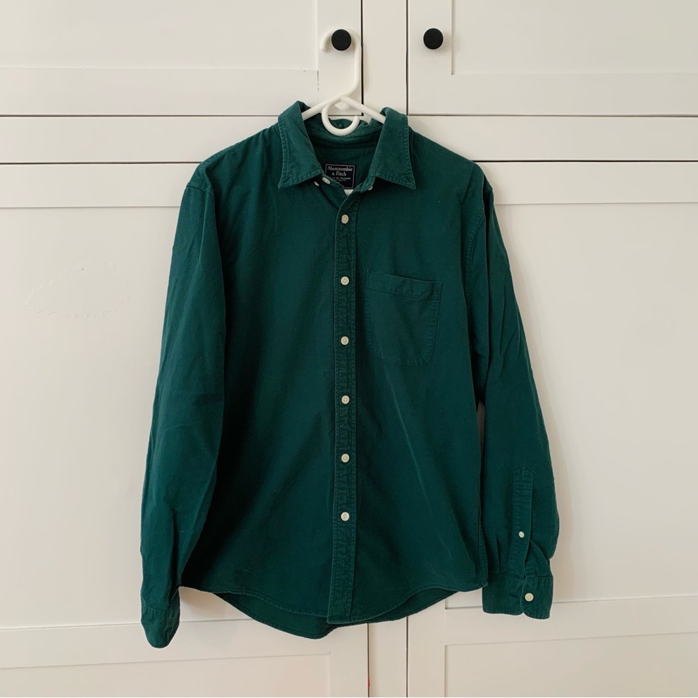 Men’s Abercombie & Fitch Green Button Up Shirt Size XL